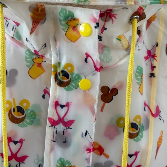 Disney Raincoat/hoodie. bright cute yellow/pink pattern . Long sleeves. Size XL - Picture 4 of 6